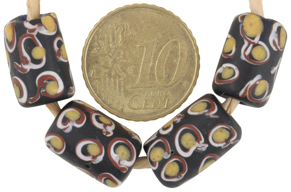 Antique Black Eye Venetian Lampwork Glass Trade Beads 14-15Mm - alternate view