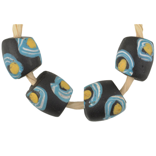 Rare Old Venetian Eye Fancy Lampwork Glass Trade Beads - 4 Pieces