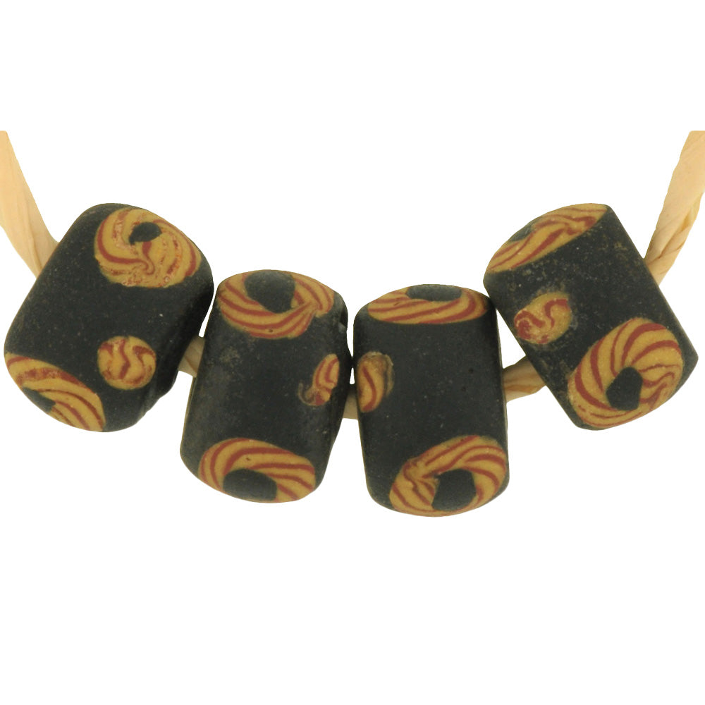 Rare Antique Venetian Lampwork Glass Trade Beads With Trail Design