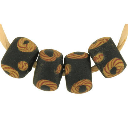 Rare Antique Venetian Lampwork Glass Trade Beads With Trail Design