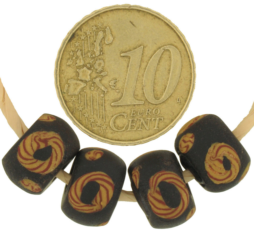 Rare Antique Venetian Lampwork Glass Trade Beads With Trail Design - alternate view