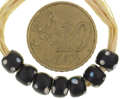 Ωραία αντίκα στρογγυλά μαύρα skunk Fancy Venetian Wound Glass Beads Αφρικανικό εμπόριο SB-27539