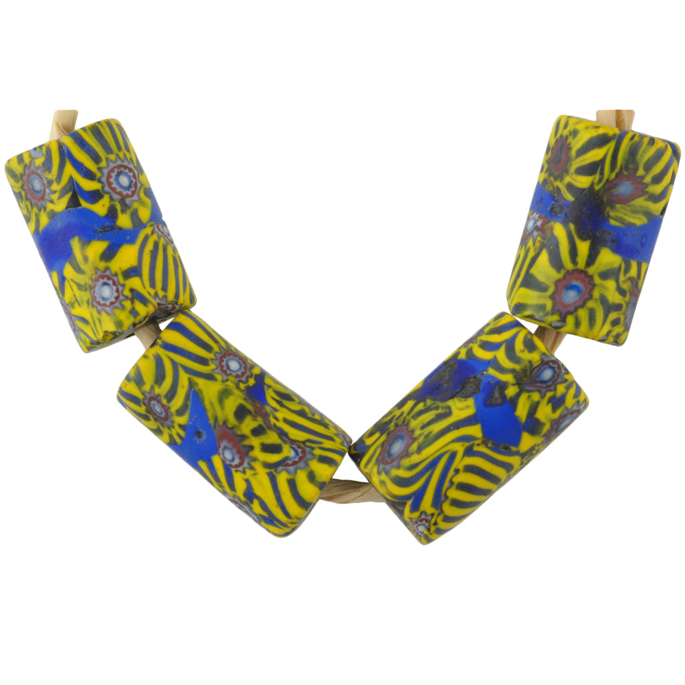 Antique Blue Banded Millefiori African Trade Beads, 16-17Mm