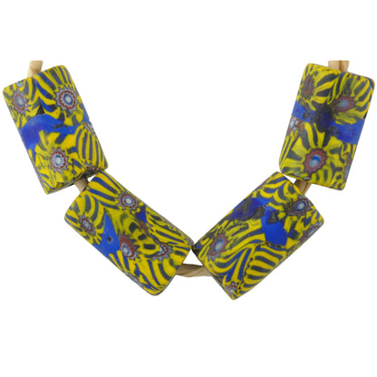 Antique Blue Banded Millefiori African Trade Beads, 16-17Mm