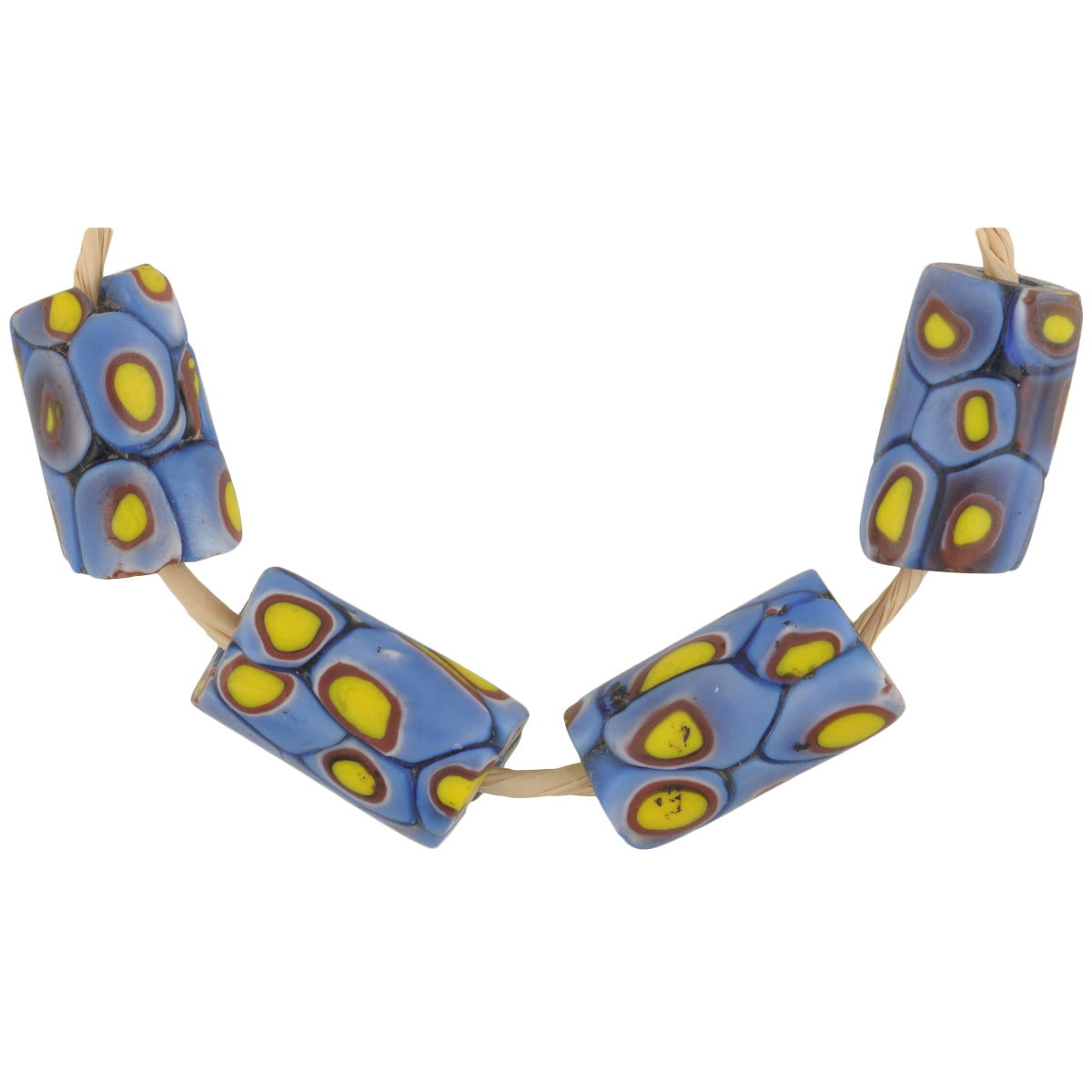 Antique Venetian Millefiori Mosaic Glass African Trade Beads - enhanced texture view