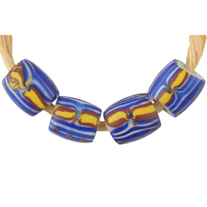 Rare Antique Venetian Fancy Oval Glass Trade Beads With Trail Design