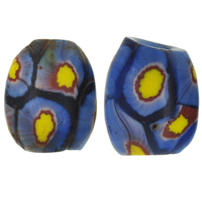 Antique Oval Millefiori Venetian Mosaic Glass Trade Beads - African Trade