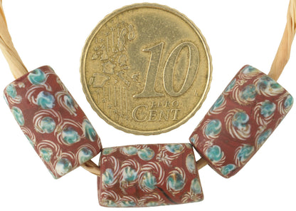 Rare Antique Venetian Brick Fancy Wound Glass African Trade Beads 15X9Mm - alternate view