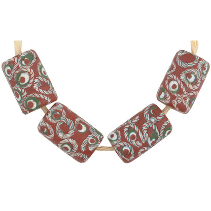 Rare Antique Brick "Eye" Venetian Lampwork Glass Trade Beads - 15-16Mm