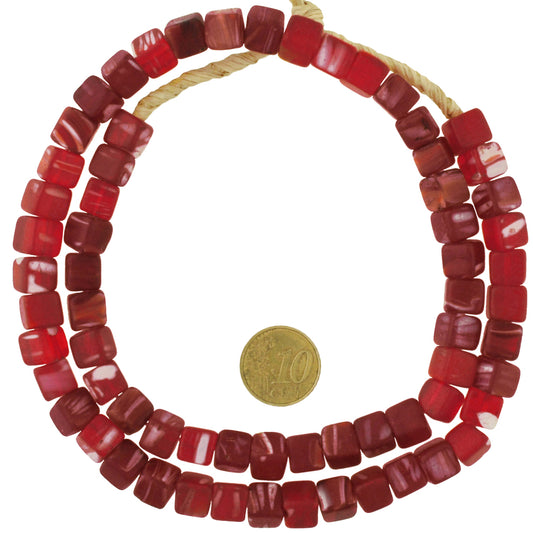 Old African trade beads Bohemian Czech glass cubes translucent jewelry necklace SB-38398