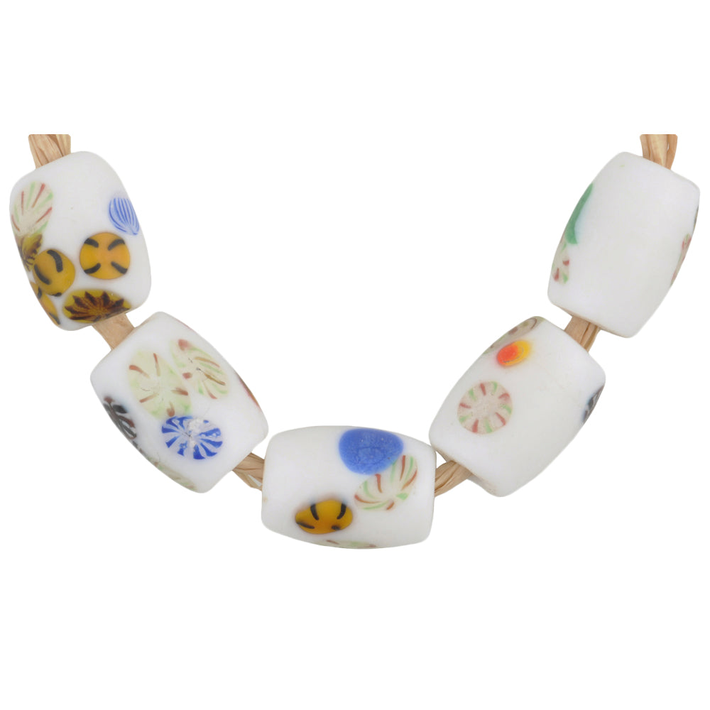 Alte Vintage Millefiori Oval Tschechische Glas Handelsperlen, 12x9mm