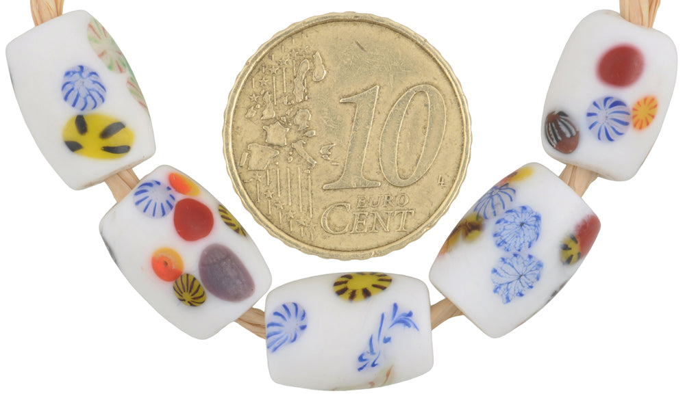 Alte Vintage Millefiori Oval Tschechische Glas Handelsperlen, 12x9mm - alternative Ansicht