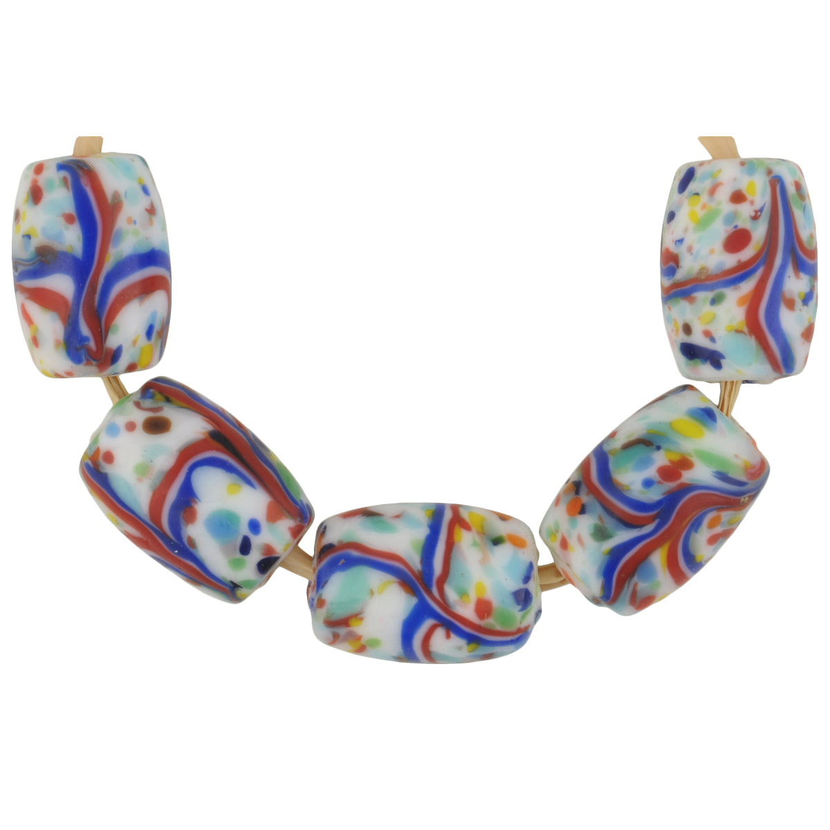 Rare Oval Old Czech Glass African Trade Beads - 13Mm, Vintage Bohemian