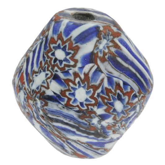 Large Bicone African Trade Bead - Recycled Chevron Glass, Ghana