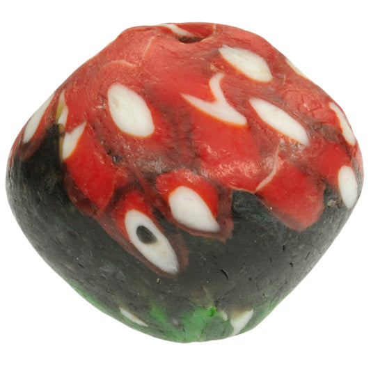 Large Bicone Recycled Glass Bead - Ghana African Trade Bead - horror scene artwork
