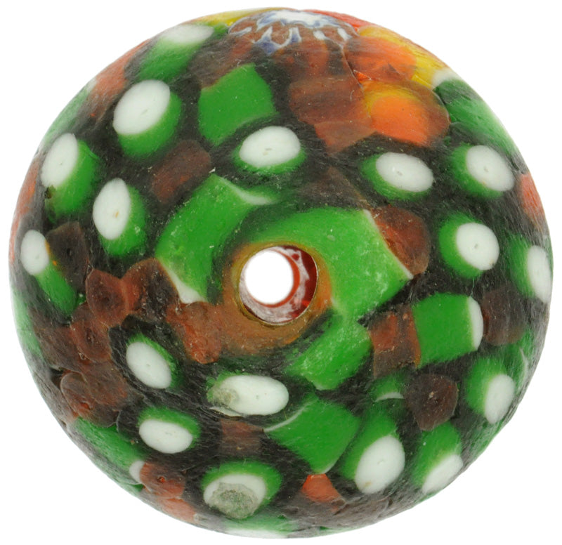 Large Bicone African Trade Bead: Recycled Glass From Ghana - close-up