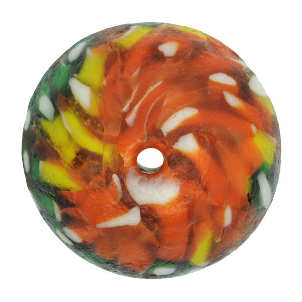Large Bicone African Trade Bead: Recycled Glass From Ghana - zoomed-in detail