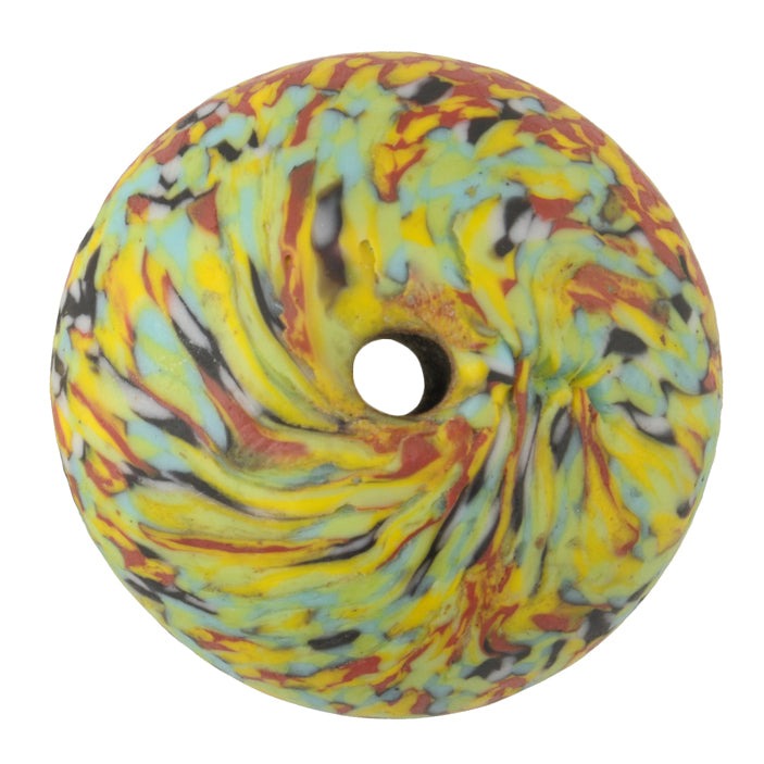 Large Bicone African Trade Bead - Recycled Glass, 33X27 Mm - close-up