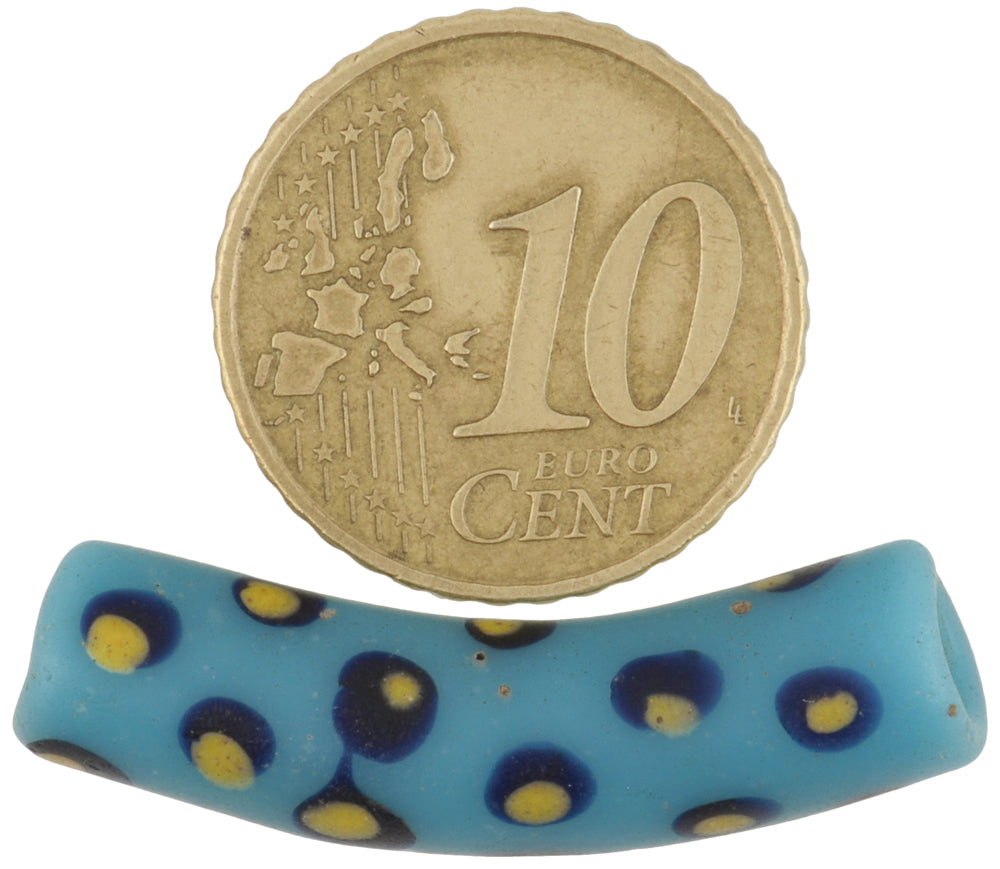 Rare Antique Blue Eye Elbow Venetian Lampwork Glass Trade Bead - alternate view