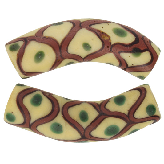 Rare Antique "Rattle Snake" Fancy Elbow Venetian Lampwork Glass Trade Beads