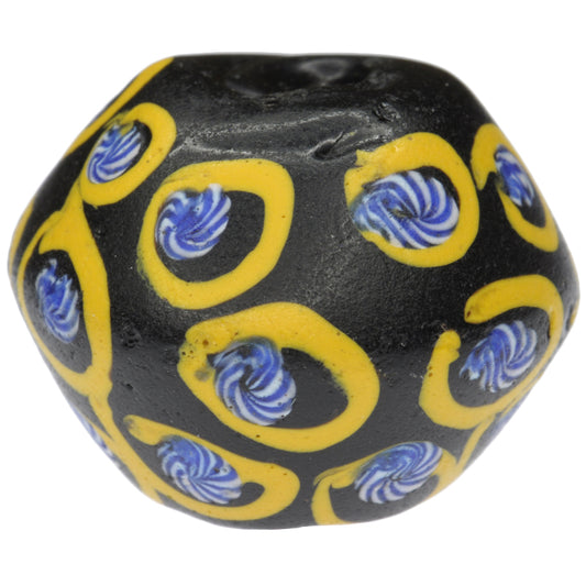 Σπάνιος Αντίκα Μαύρος "βασιλιάς"/Bicone Venetian Wound Glass Bead Αφρικανικό εμπόριο SB-25685