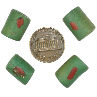 Rare autentiche perle commerciali in vetro Akoso verde africano SB-17966