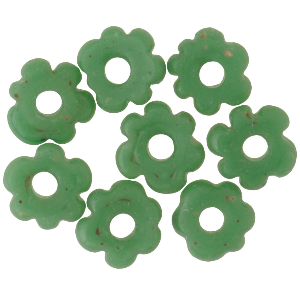 Eight Rare Antique Venetian "Fancy" Disk Glass Trade Beads - 6-7Mm