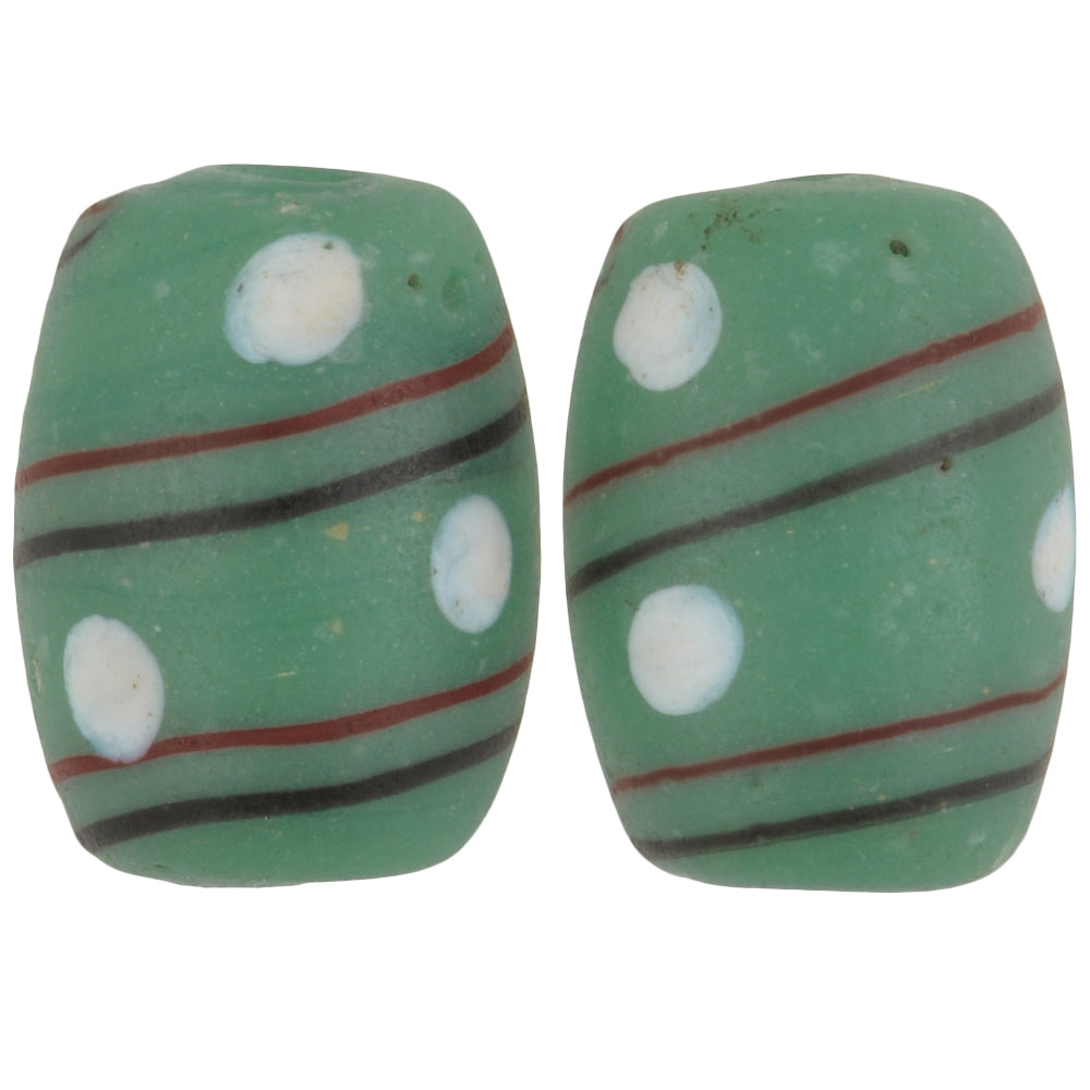 Rare perle di vetro soffiato veneziano "Eye" verde antico 15x11mm
