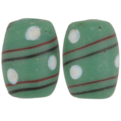 Rare perle di vetro soffiato veneziano "Eye" verde antico 15x11mm