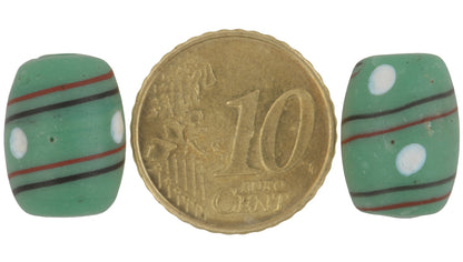 Rare perle di vetro soffiato veneziano "Eye" verde antico 15x11mm