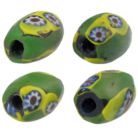 Antique Oval Venetian Millefiori Mosaic Glass African Trade Beads