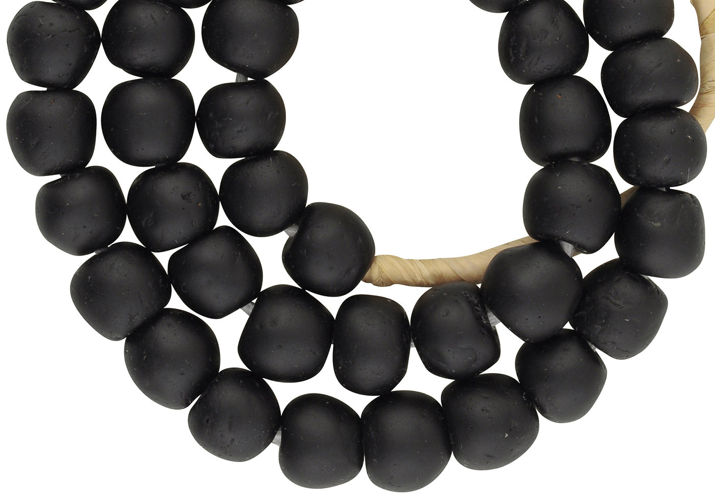 Perles de verre recyclées en poudre collier ethnique Krobo NOIR fait main Africain