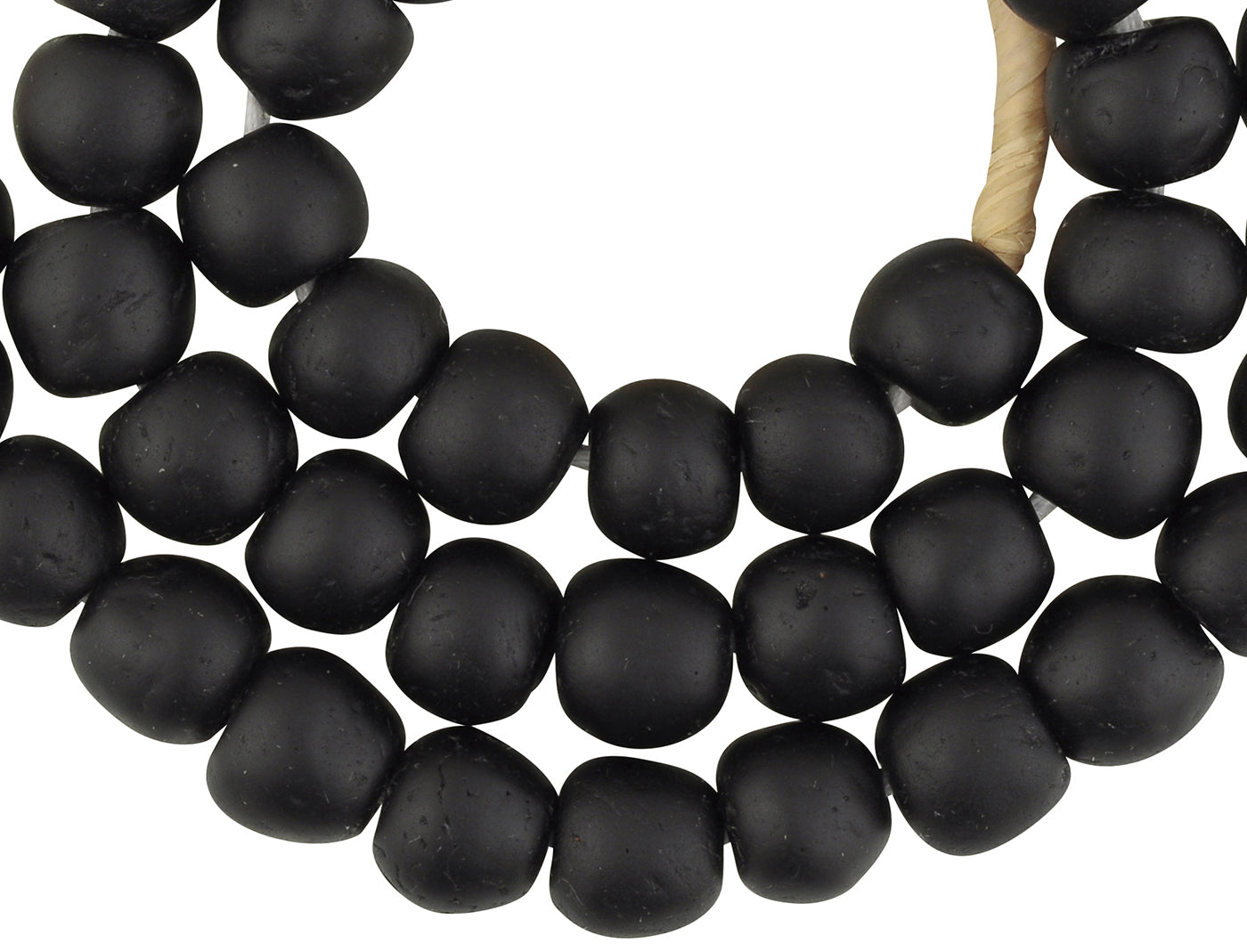 Perles de verre recyclées en poudre collier ethnique Krobo NOIR fait main Africain