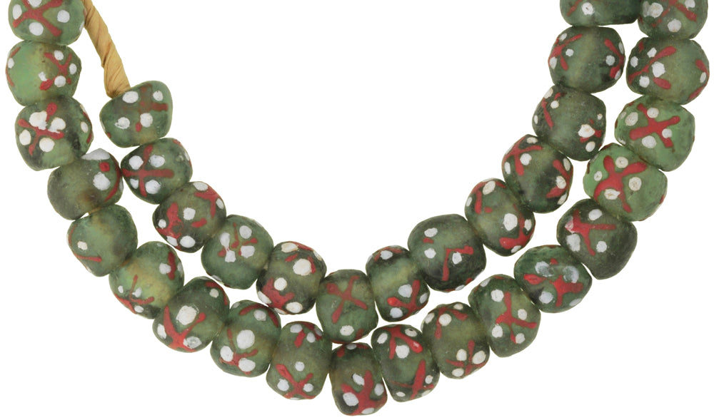 Translucent African Powder Glass Beads - 14-15Mm Handmade Krobo Strand - alternate view