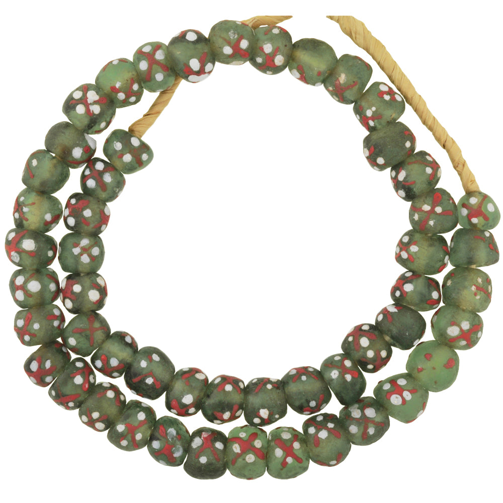 Translucent African Powder Glass Beads - 14-15Mm Handmade Krobo Strand