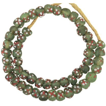 Translucent African Powder Glass Beads - 14-15Mm Handmade Krobo Strand