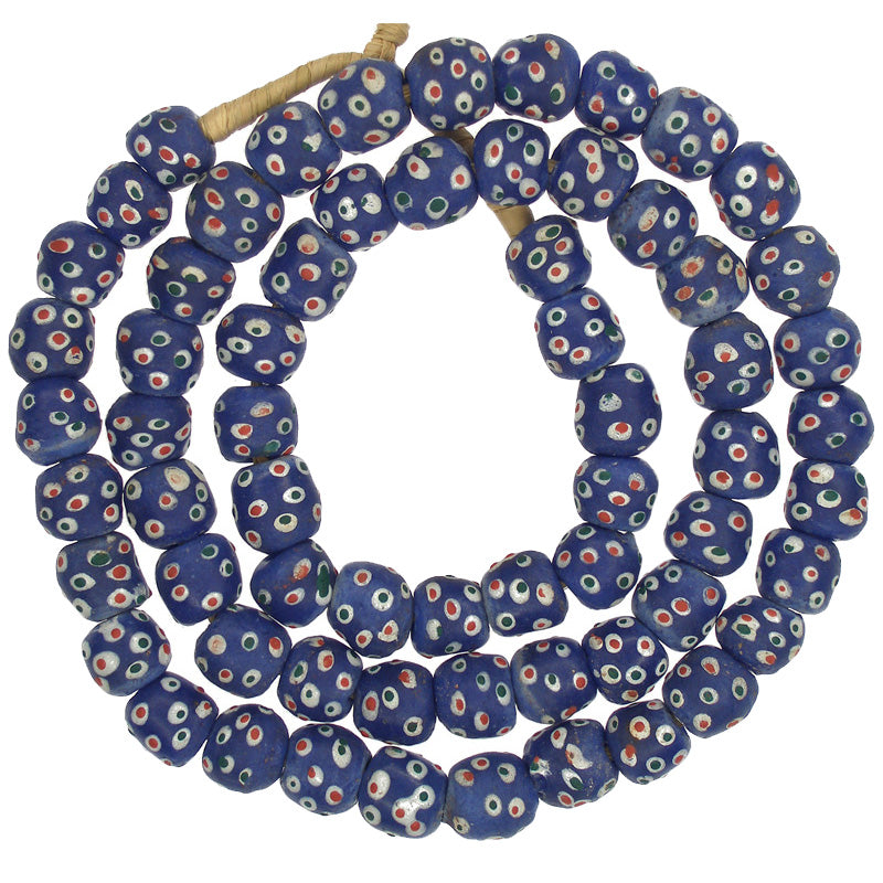 African Trade Beads, Fancy Powder Glass Beads, 11-12Mm, Krobo Ghana