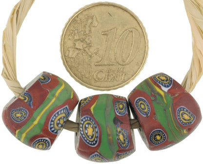Seltene antike große gebänderte Millefiori venezianische Mosaikglasperlen 16 mm - alternative Ansicht