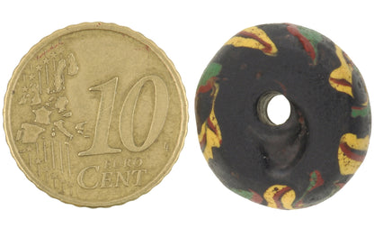 Antique Large Black Fancy Venetian Wound Glass Trade Bead - 19X14Mm - alternate view