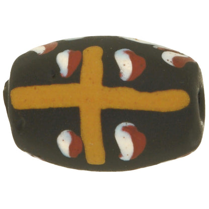 Rare Antique Black Floral Venetian Glass Trade Bead - Fancy Wound African Trade Bead