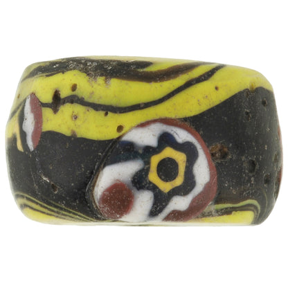 Rare Large Antique Millefiori Mosaic Venetian Trade Bead, 17X10Mm
