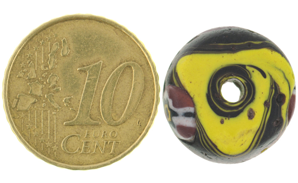 Rare Large Antique Millefiori Mosaic Venetian Trade Bead, 17X10Mm - alternate view