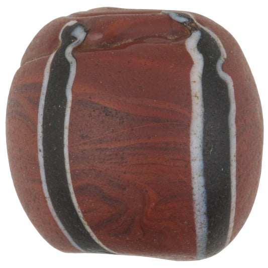 Beautiful Old Large Striped Brick Venetian Glass Trade Bead - Antique African Lampwork Bead