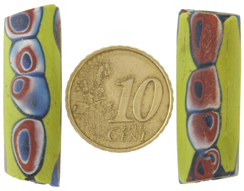 Antique Large Venetian Millefiori African Trade Beads, Mosaic Pair - alternate view