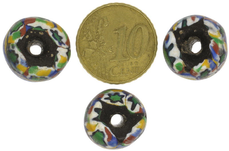 Antique Large Banded Millefiori Venetian Mosaic Glass Trade Beads - alternate view