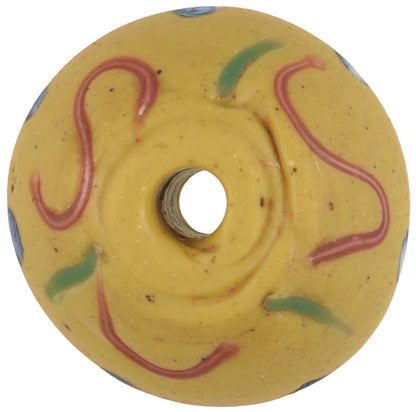 Antique Yellow Bicone "King" Fancy Venetian Lampwork Glass Trade Bead - alternate view