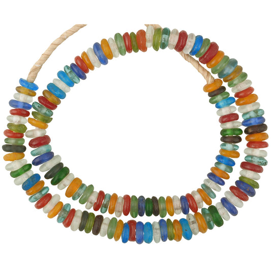Recycelte Glasperlen, afrikanischer Handel, Krobo, ethnischer Schmuck, ringförmige Abstandshalter-Halskette SB-38070