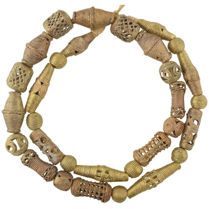 Handmade African Brass Beads From Ghana - 26 ¾" Strand