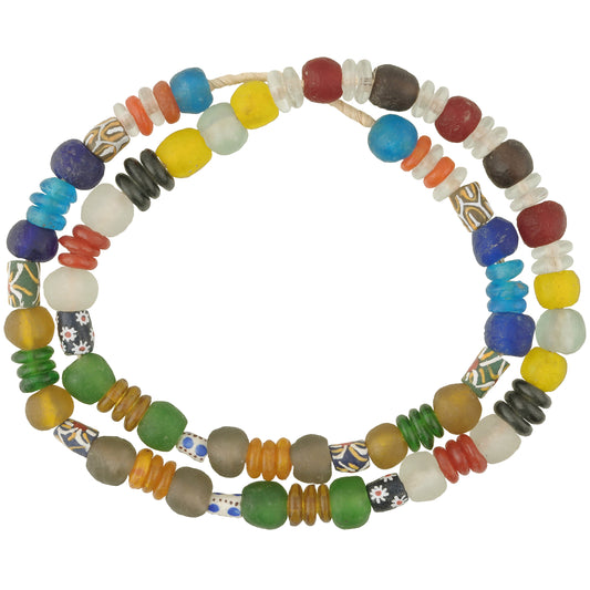 Mélange de perles commerciales africaines, verre en poudre fantaisie Krobo, fabriqué à la main, Ghana, afrique de l'ouest, SB-34642, nouvelle collection