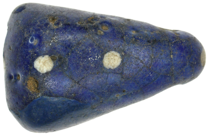 Rare Large Blue Kiffa Glass Trade Bead - Mauritania, Africa - angled shot